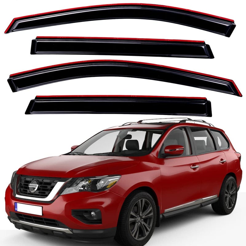 Lightronic Extra Durable Clip-on in-Channel Auto Vent Window Visor, Fits 2013-2018 Nissan Pathfinder, UV Protection Rain Guard, Original Wind Deflector, No-Drill Easy Install, Dark Smoke, 4-Pcs - Image 1
